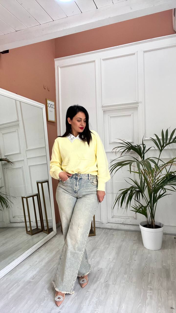 Maglia Gialla Con Colletto