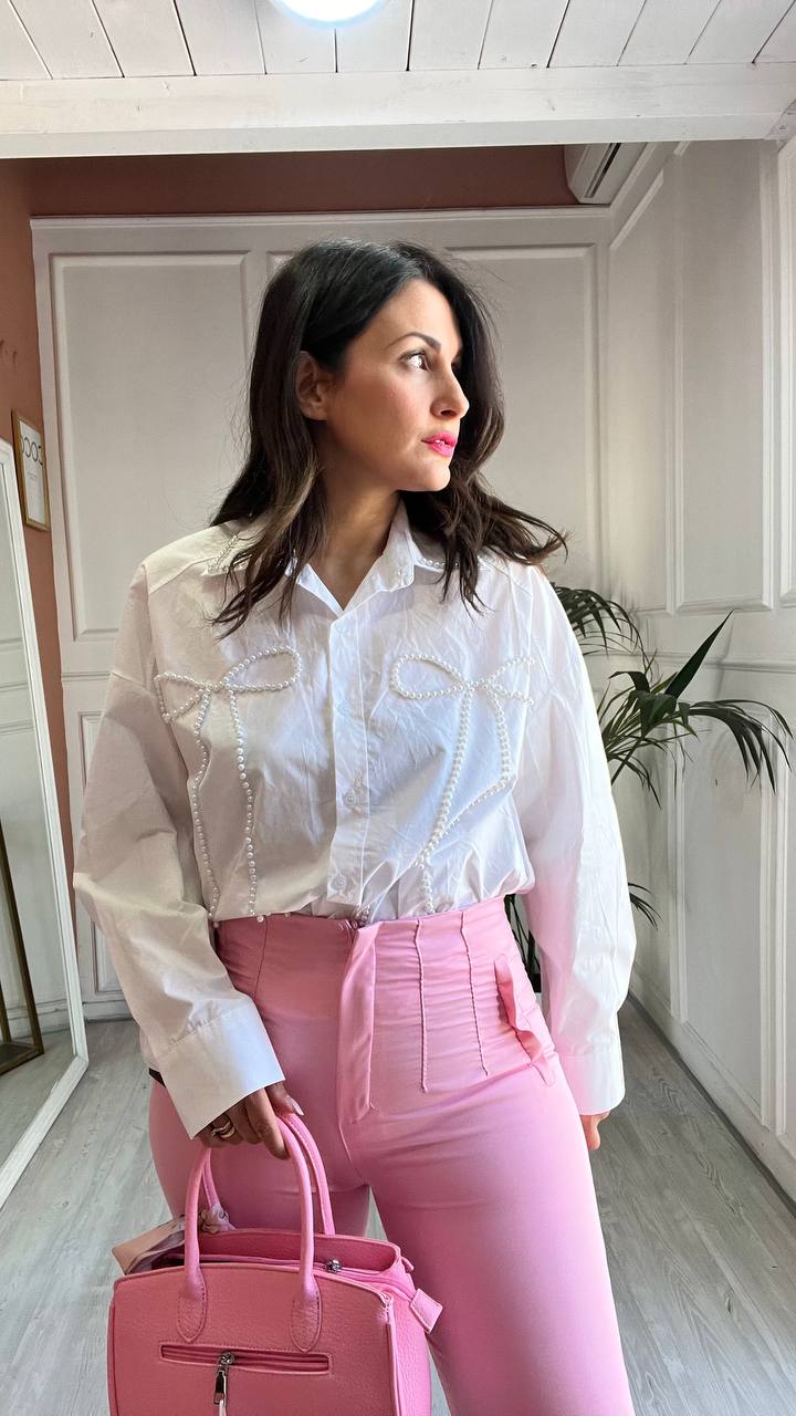 Camicia Bianca Con Fiocchi