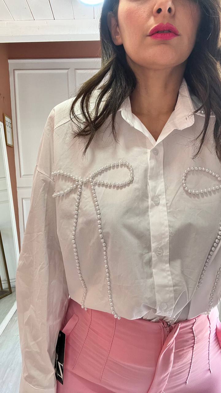 Camicia Bianca Con Fiocchi
