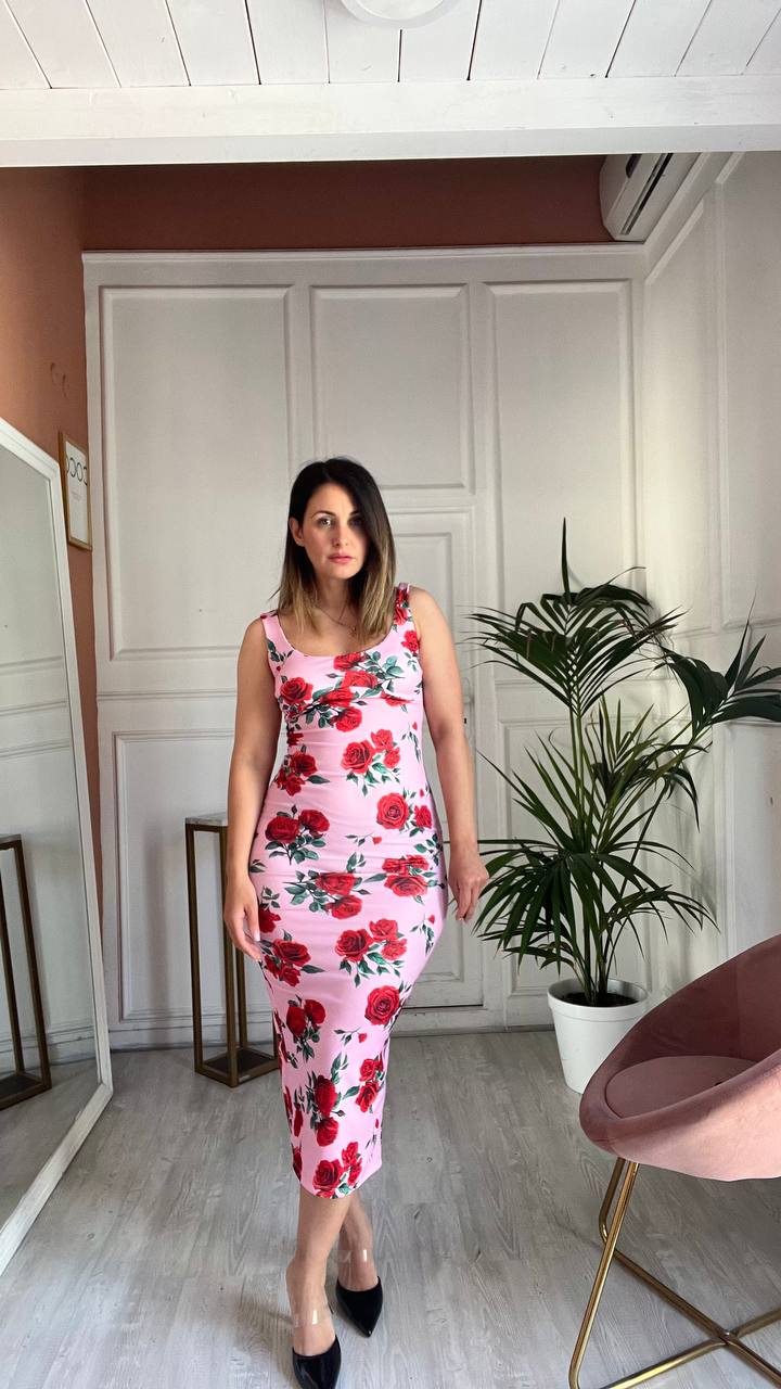 Vestito Fiori Rossi