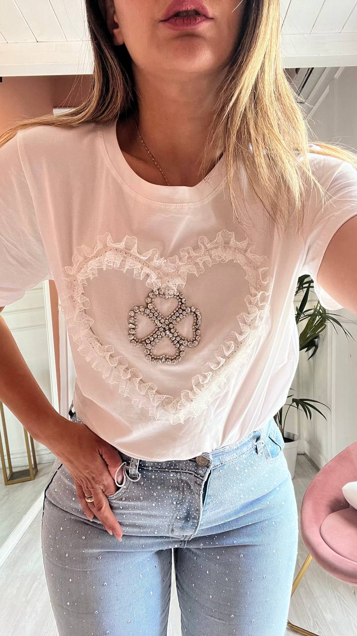 Shirt Bianca Con Cuore