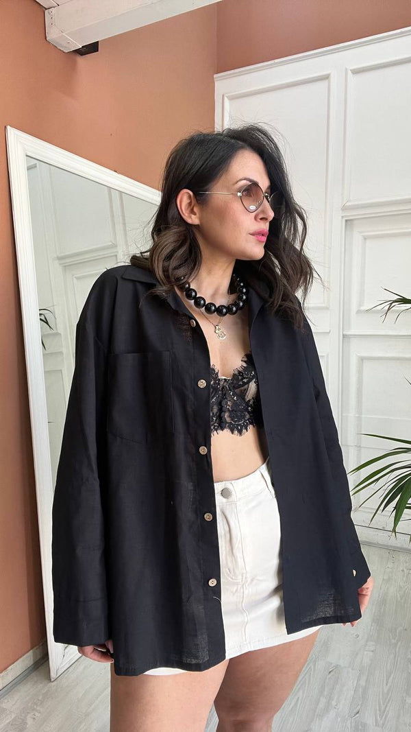 Camicia Nera In Lino