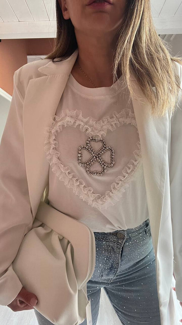 Shirt Bianca Con Cuore
