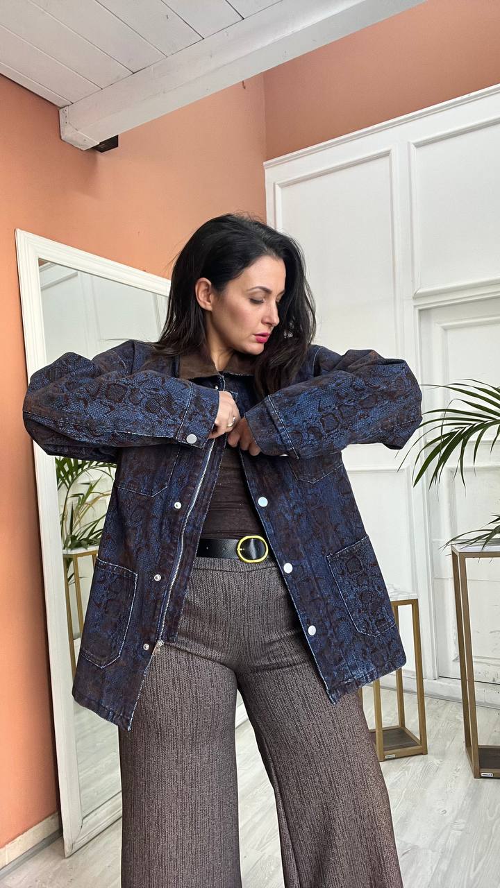 Giacca Pitonata In Denim