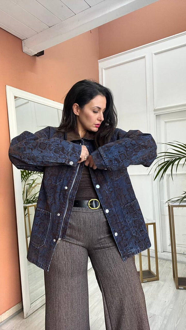 Giacca Pitonata In Denim
