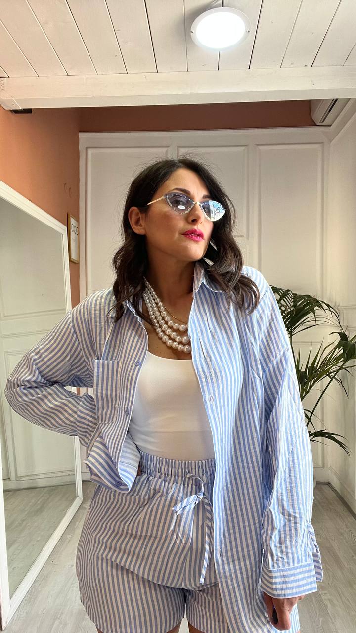 Coordinato A righe Celeste