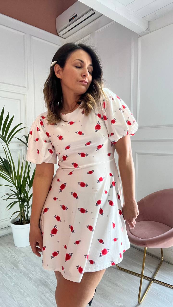 Vestito Fiori Rossi