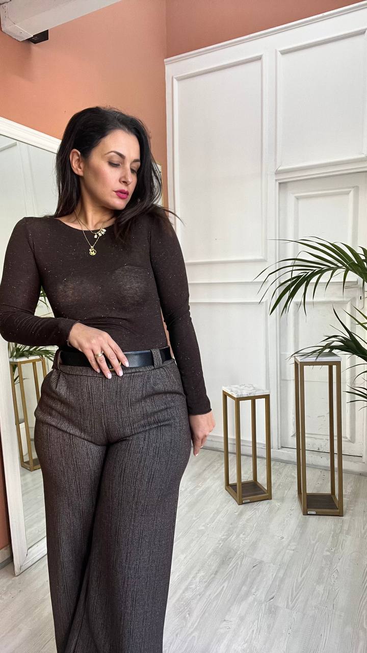 Pantalone Marrone Con Cintura