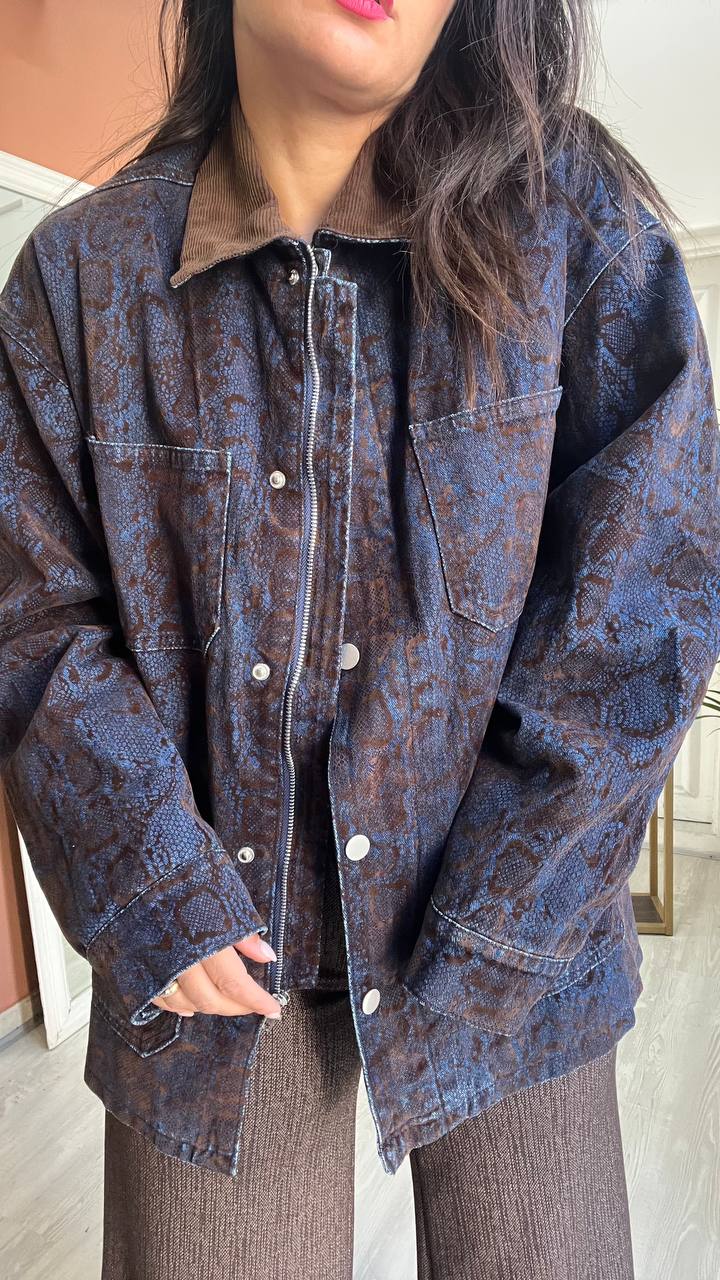 Giacca Pitonata In Denim