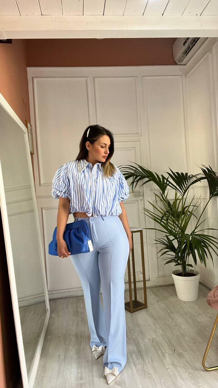 Pantalone A Zampa Celeste