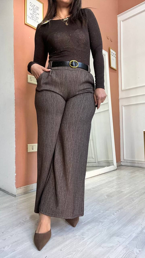 Pantalone Marrone Con Cintura