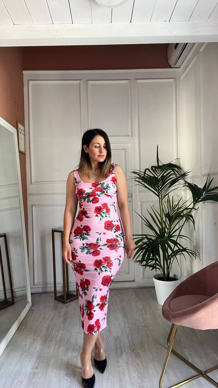Vestito Fiori Rossi
