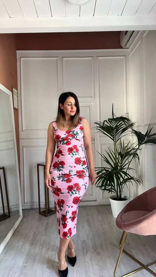 Vestito Fiori Rossi