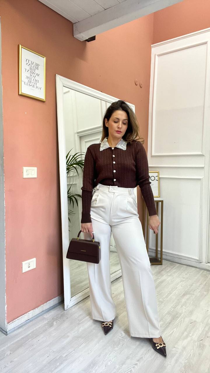 Pull Marrone Con Colletto