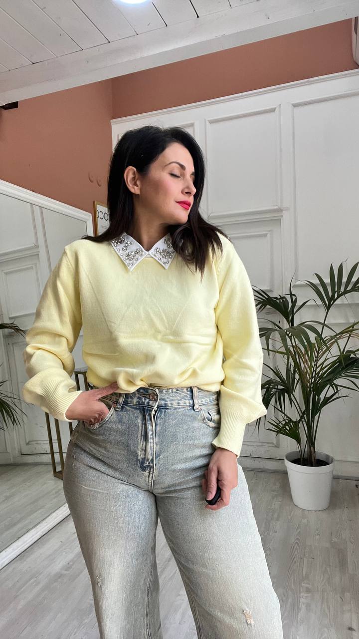 Maglia Gialla Con Colletto